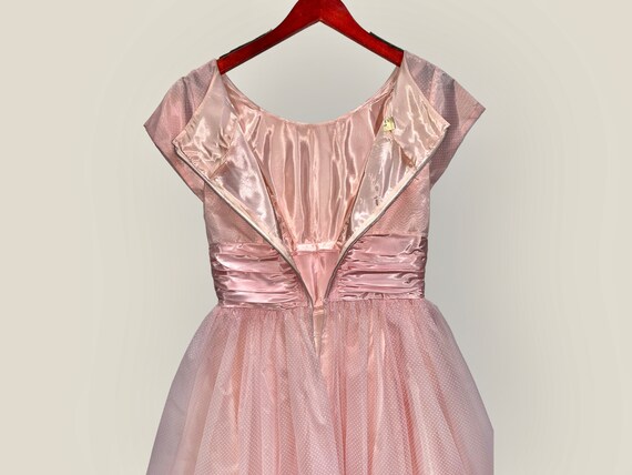 1950’s Pastel Pink Party Dress with White Swiss D… - image 8
