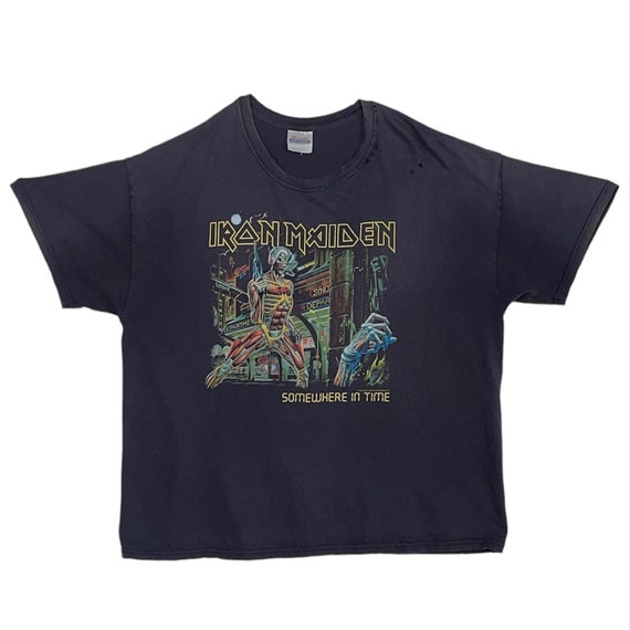 【貴重バンドT】IRON MAIDEN コピーライト付　ロックTシャツ1986年 RARE 1986 Iron Maiden Somewhere in Time Tour Tee Authentic Vintage