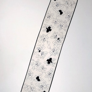 Oscar de la Renta Silk Black and White Floral Scarf