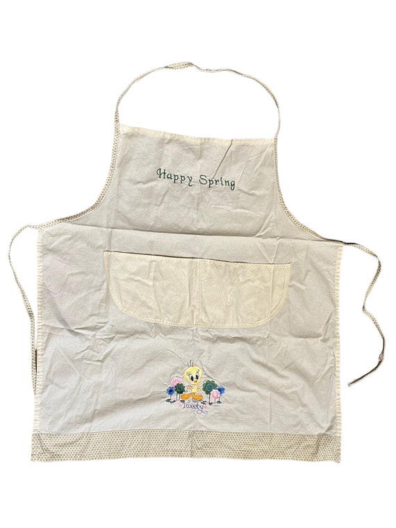 Vintage Tweety Bird Embroidered Apron - Happy Spring Kitchen Decor