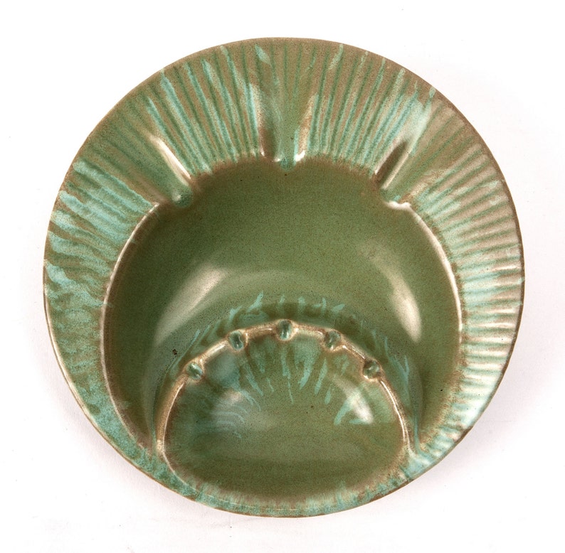 Midcentury Green Ceramic Ashtray image 3