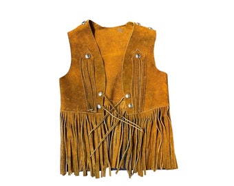 Vintage Kids Suede Fringe Vest - Baby Western Wear Leather Vest