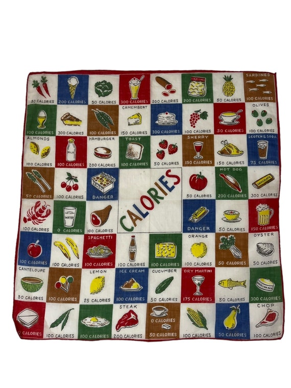 1950’s Novelty Glentex Calories Handkerchief - Foo