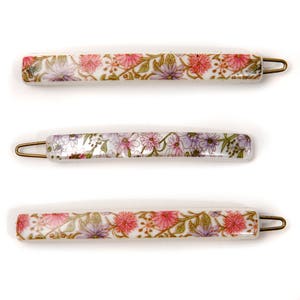 Set of 3 Floral Hair Barrettes | Vintage Pastel Hair Clips