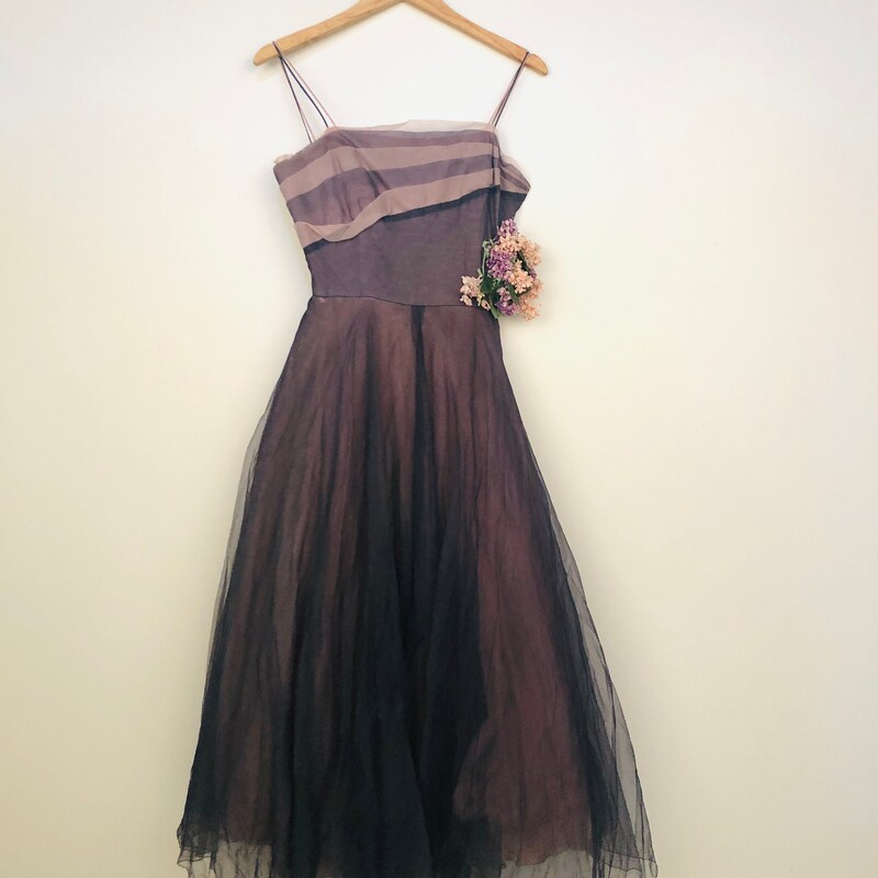 Vintage Tulle Purple Prom Evening Dress