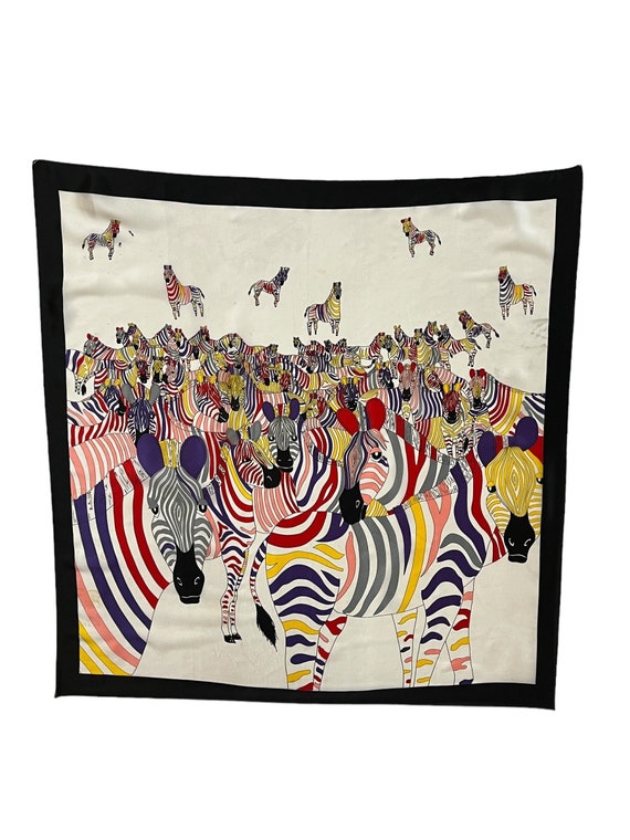 Vintage Colorful Zebra Silk Scarf - The Luxury of 