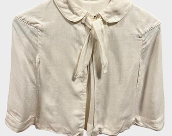 Photo-Toddler Cream Linen Cape with Front Neck Tie