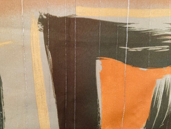 Vintage Abstract Scarf With Silver Threads - image 5