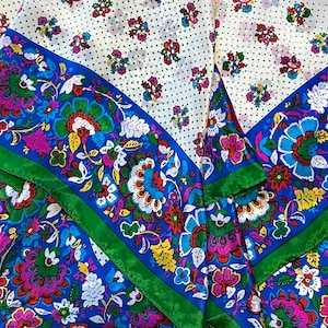 Vintage Honey Bright Floral Polka Dot Silk Scarf