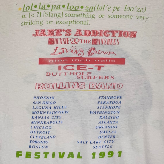 RARE OG Lollapalooza 1991 Concert Tour Tee T-shir… - image 4