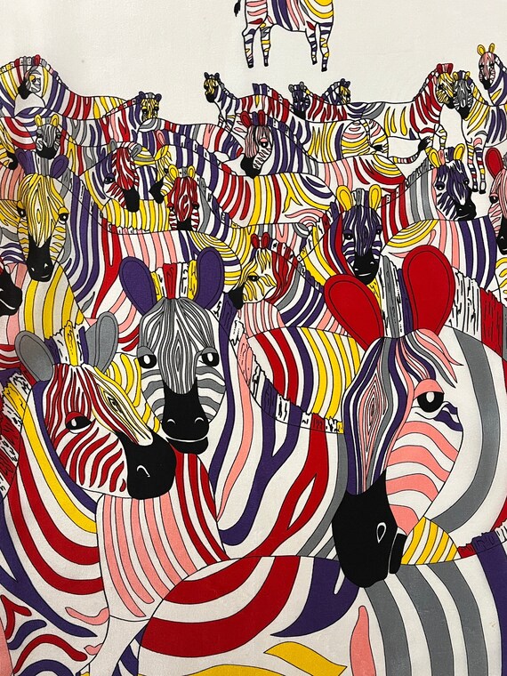 Vintage Colorful Zebra Silk Scarf - The Luxury of… - image 2