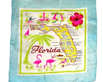 Retro Florida Gauzy Souvenir Map Scarf