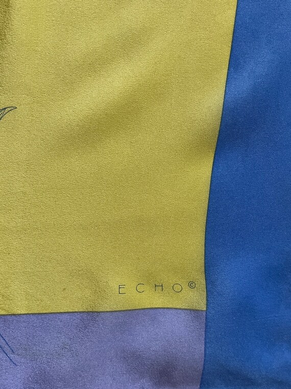 Vintage Echo Pastel Color-block Tulip Silk Scarf … - image 3