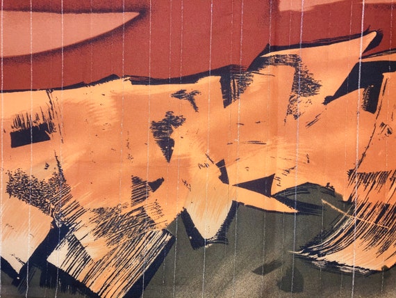 Vintage Abstract Scarf With Silver Threads - image 8