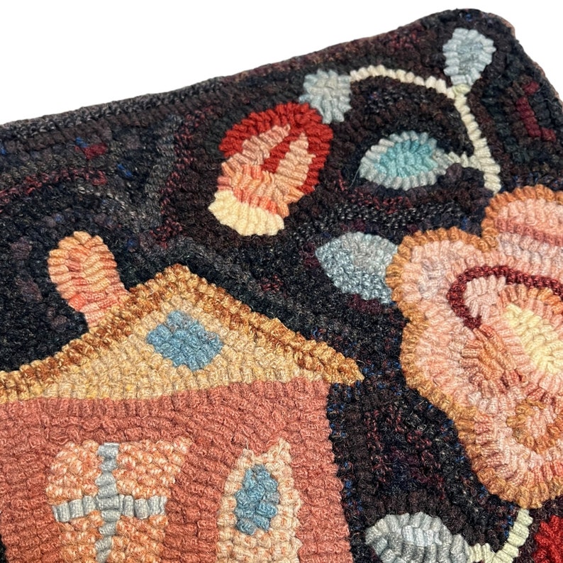 Vintage Handmade Rug Hooking Floral Home Decoration Spring Pastel House ...