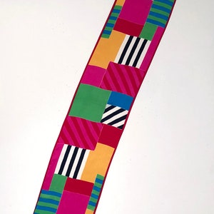 Echo Vintage Silk Scarf with a Bold Color Block Pattern