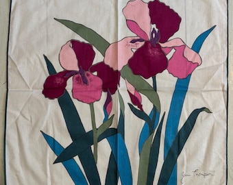 Jim Thompson Stained Glass Style Lilies Printed Scarf | Vintage Bold Colorful Scarf