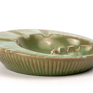 Midcentury Green Ceramic Ashtray image 1