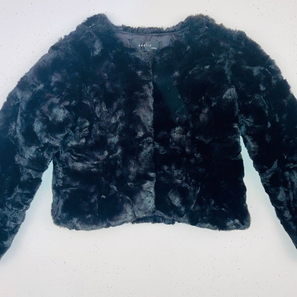 Soft Black Faux Fur Jacket by Amelie Couture