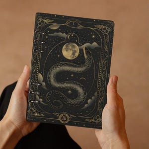 Caderno de diário da Serpente Celestial, Caderno de Grimório da Serpente, Livro de Feitiços das Sombras, Pasta de argolas recarregáveis A5, Agenda Mágica Dark Academia