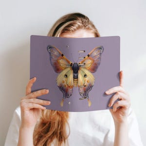 Reliure de journal papillon violet, cahier universitaire papillon de nuit, carnet de croquis rechargeable anneaux A5, livre de sorts vierge des ombres, agenda quotidien