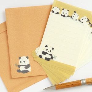 Mini kit d'écriture de lettres PANDA | papier washi japonais, chats, jolie papeterie, kawaii, fabriqué au Japon, wasi, jeu de lettres animaux, carte-cadeau