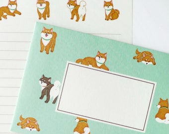 Japanese Shiba Inu washi letter writing set | Washi paper, shiba dog, cute stationery, kawaii, made in Japan, wasi, animals letter set