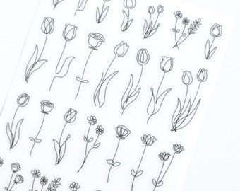 Durchsichtiger Blumen-Aufkleber | Japanisches Journal Scrapbook Dekor