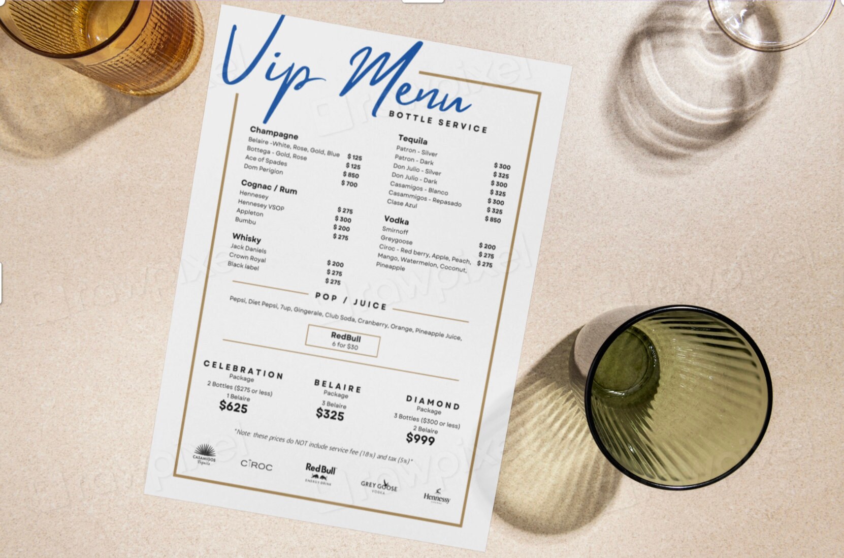 Vip Special Menu VIP Bottle Menu Template / INSTANT DOWNLOAD / Customizable Template - Etsy