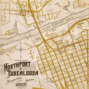 Tuscaloosa & Northport - Kunstdruck, Karte