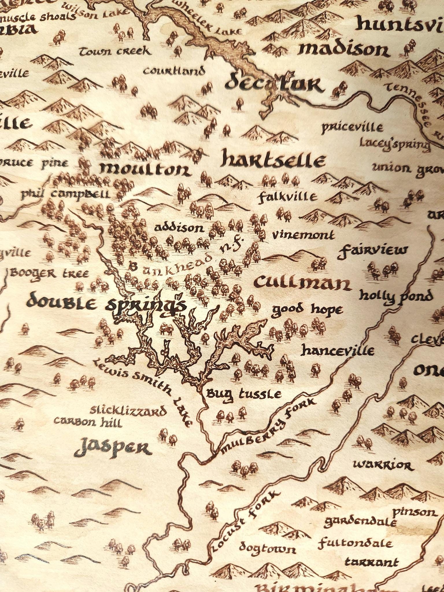 Alabama State Map - Fine Art Print, Hand-drawn Map - Etsy
