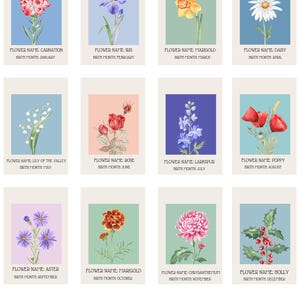 Birth Month Flower Sticker Flower Names and Birth Month