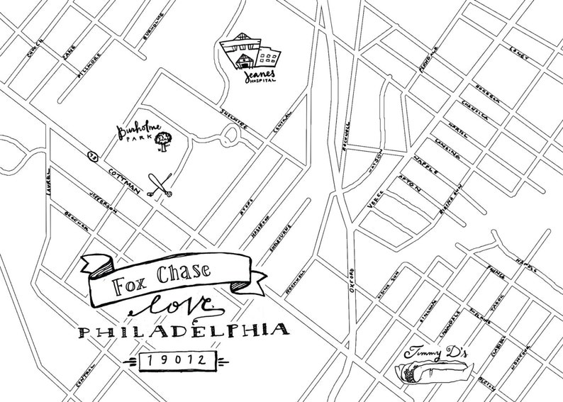 Mount Airy Hand-Drawn Map Philadelphia 8x10 | Etsy