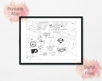 Sports Complex Philadelphia Map - Digital Download PDF