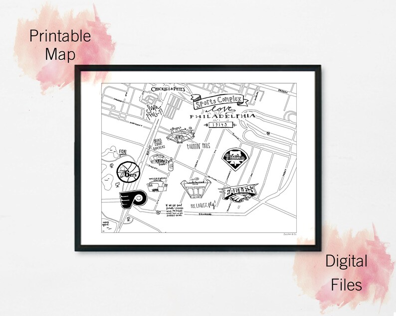 Sports Complex Philadelphia Map Digital Download PDF Etsy