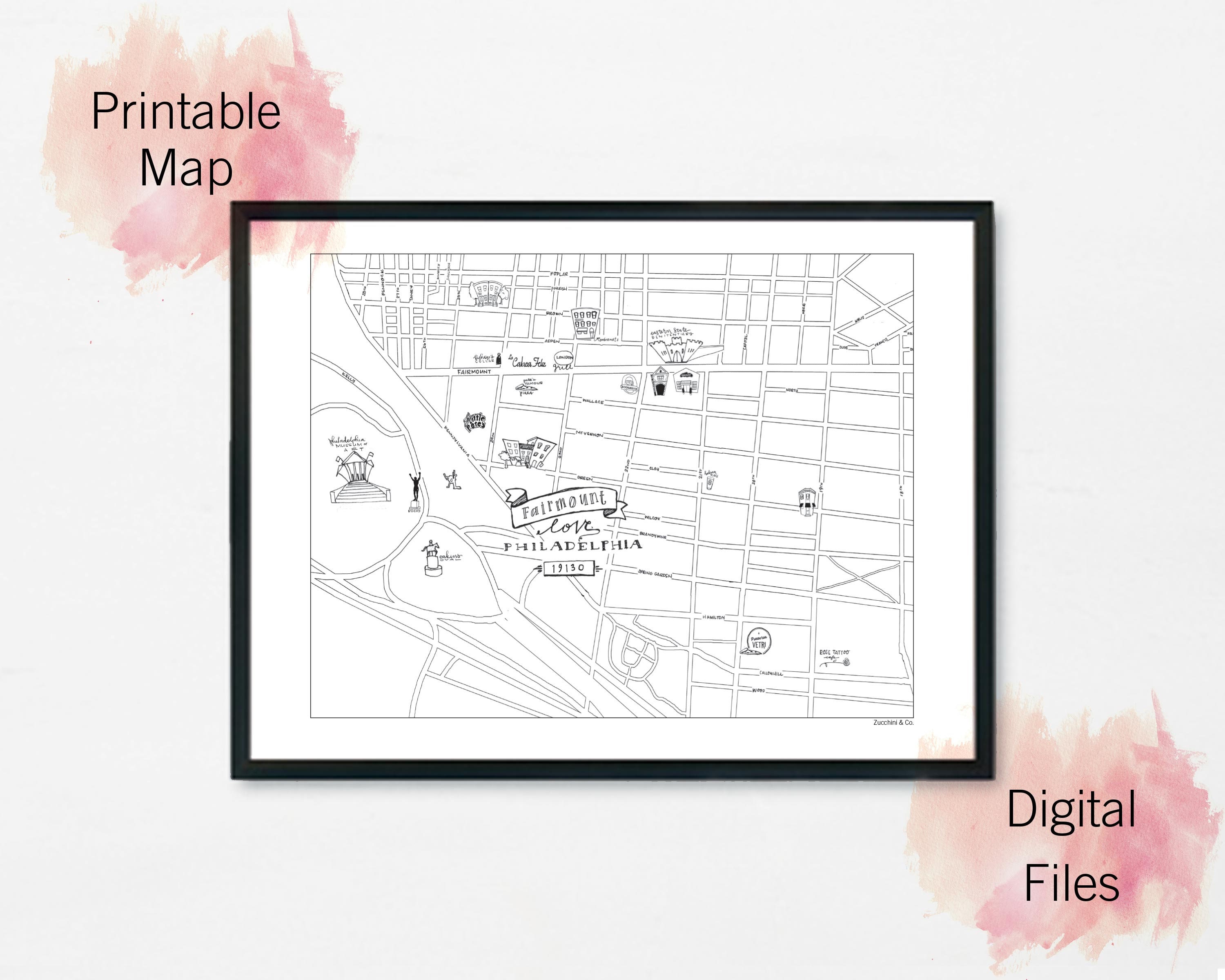 Philadelphia Art Museum Map Fairmount/Art Museum Philadelphia Map Digital Download Pdf | Etsy