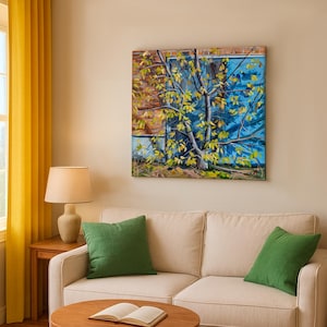 Fall Tree Wall Art, Autumn Leaves Painting, Modern Nature-Inspired Home Decor, Urban Nature Canvas Wall Art, Tree Painting for Living Room