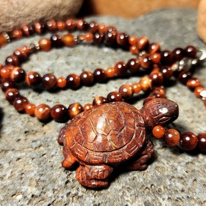 Turtle Necklace Jasper Gemstone Turtle Pendant Tiger Eye Crystal Sterling Silver Jewelry Sedona Arizona Shimmer Shimmer Ocean Theme Gift image 1