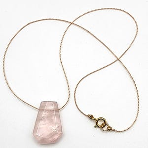 Rose Quartz Crystal Pendant Necklace, Gift for Her, Pink Gemstone Jewelry, Gift for Girlfriend, Shimmer Jewelry, Love Crystal