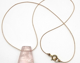 Rose Quartz Crystal Pendant Necklace: 14k Gold-Filled Clasp Shimmer Shimmer Jewelry