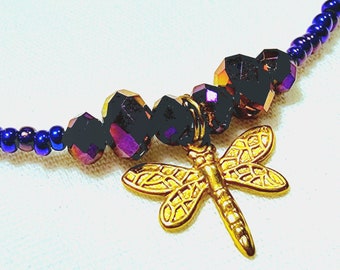 Dragonfly Anklet OR Bracelet | Summer Jewelry | Purple | Best Friend Gift | Custom Various Sizes Available | Shimmer Shimmer