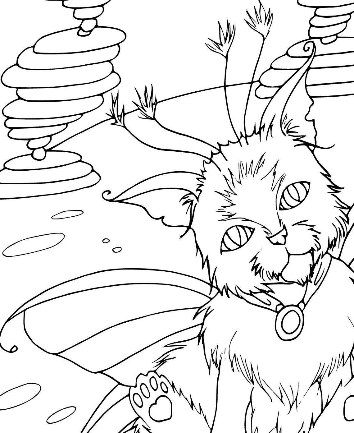 Space Kitty Fairy Cat Coloring Page Alien Furbaby Space | Etsy
