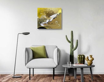 Green Improvisation: Original Abstract Acrylic Painting on Stretched Canvas