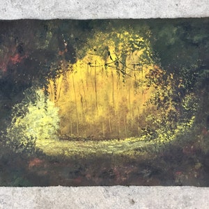 Pintura grande, original, acrílico sobre hoja de papel hecha a mano, gruesa y reciclada. Listo para enmarcar. "Camino a la luz".