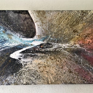 Original, large abstract painting executed with mixed media on canvas, ready to hang. Forces of nature 7.