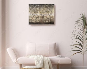 Musical Abstraction Painting: Mixed Media Art on Stretched Canvas