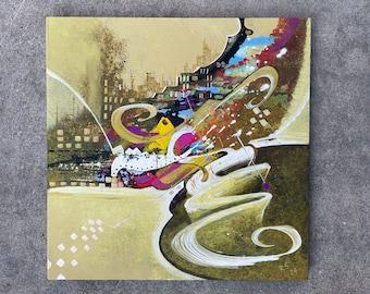 Large, original, abstract painting executed with mixed media on canvas, ready to hang. “Abstract improvisation 233".