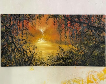 Original, unique painting, one of a kind, mixed media on canvas. Ready to hang. Yucatán swamp.