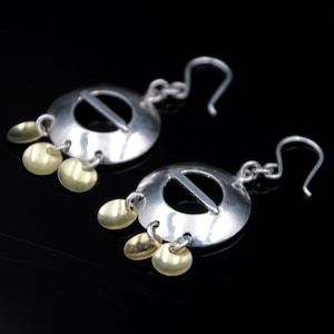 Vintage Scandinavian Silver Earrings with Gold-Plated Silver Dangles Stamped KSA