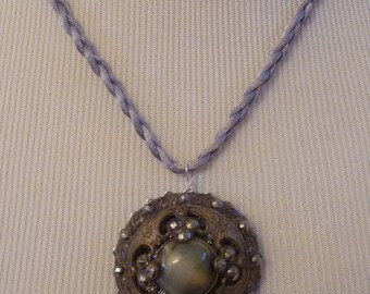 Handmade Necklace With Antique Button Accent